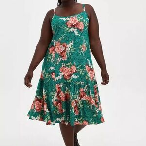 Torrid Size 2 Floral Green Dress